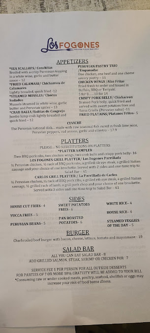 Menu Los Fogones Restaurant Peruvian Fusion - 6