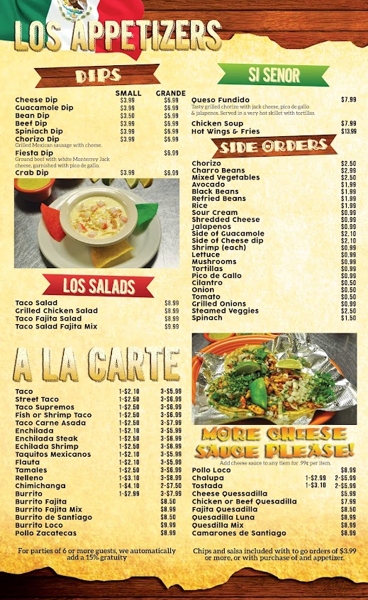 Menu Los Lunas Mexican Restaurant - 1