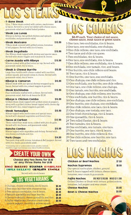 Menu Los Lunas Mexican Restaurant - 6