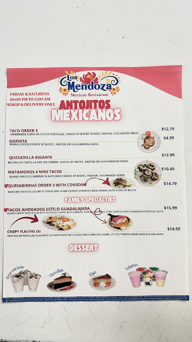 Menu Los Mendoza Mexican Restaurant - 2