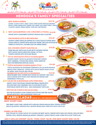 Menu Los Mendoza Mexican Restaurant - 7