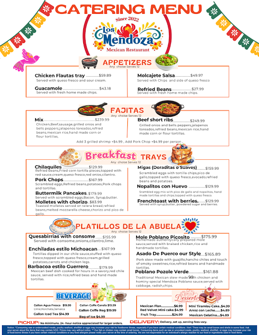 Menu Los Mendoza Mexican Restaurant - 8