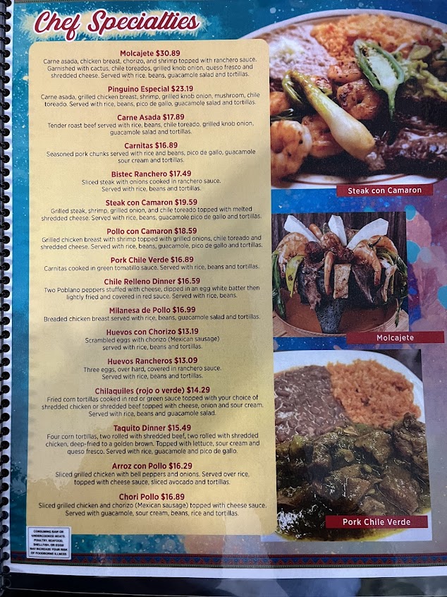 Menu Los Pinguinos Mexican Restaurant - 2
