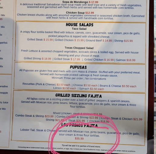 Menu Los Primos Latin American Cuisine - 0