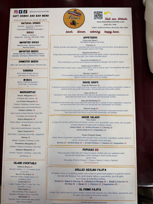 Menu Los Primos Latin American Cuisine - 7