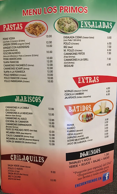 Menu Los Primos Mexican Restaurant - 1