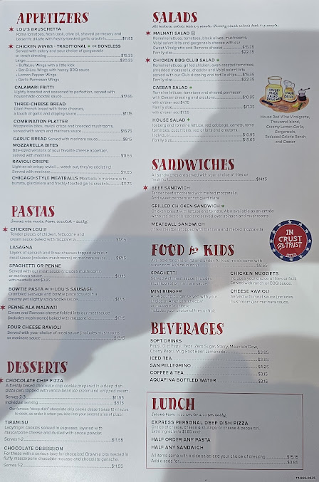 Menu Lou Malnati's Pizzeria - 1