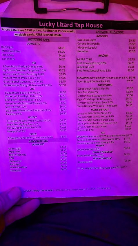 Menu Lucky Lizard Tap House - 3