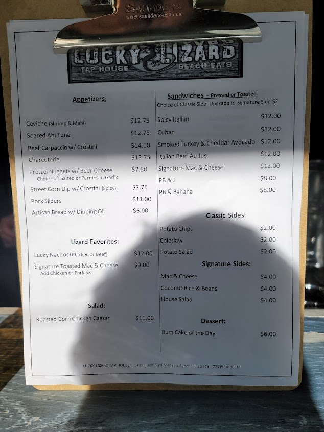 Menu Lucky Lizard Tap House - 9