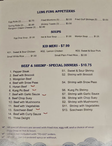 Menu Lung Fung Chinese Restaurant 2 - 8