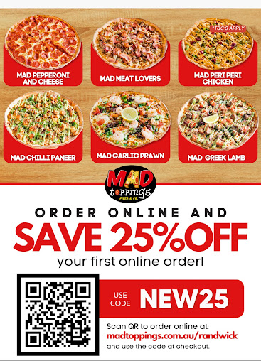 Menu Mad Toppings Randwick Pizza - 7