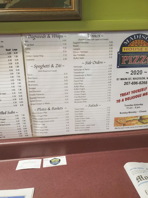 Menu Madison House Of Pizza - 1