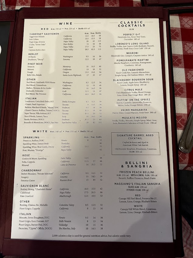 Menu Maggianos Little Italy Dallas - 7