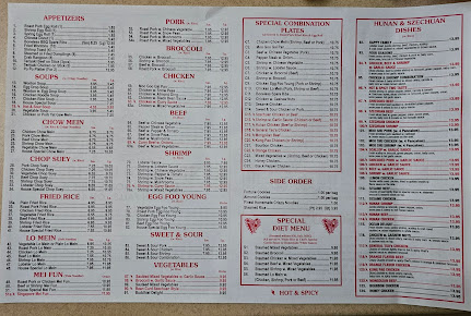 Menu Main Moon Chinese Restaurant Newton Falls - 1