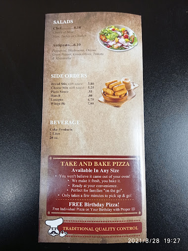 Menu Main Street Pizza Jonesville - 1