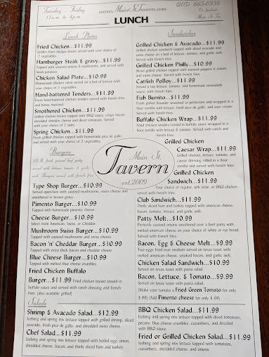 Menu Main Street Tavern Montevallo - 0