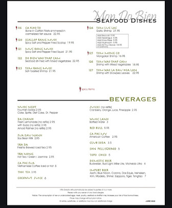 Menu Mai's Restaurant - 1
