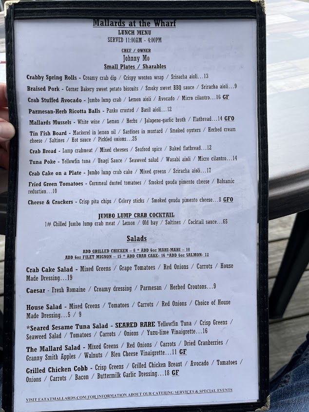 Menu Mallards At The Wharf - 1