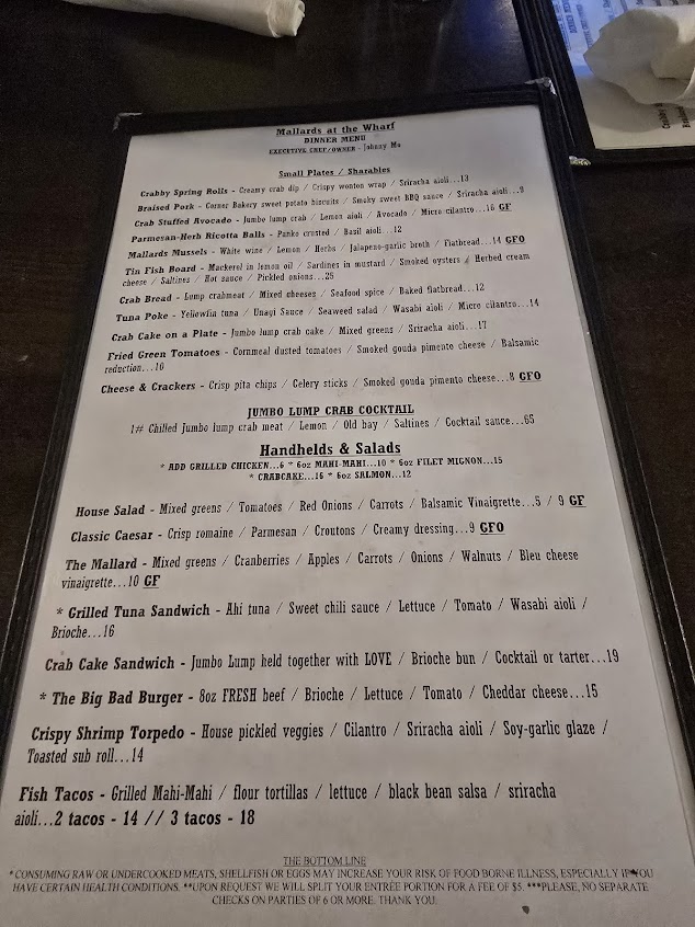 Menu Mallards At The Wharf - 3
