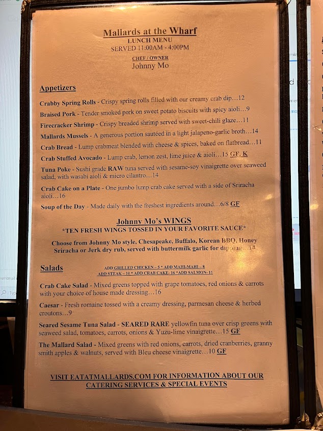 Menu Mallards At The Wharf - 6
