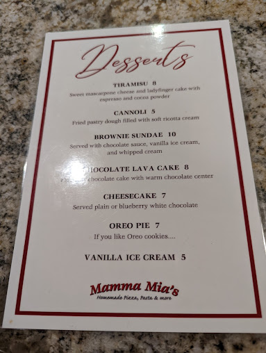 Menu Mamma Mias Restaurants Marshfield - 5