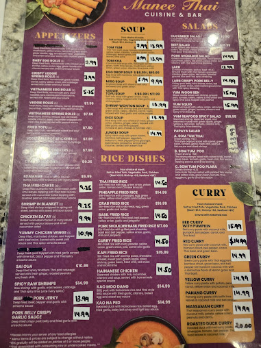Menu Manee Thai Cuisine Bar Frisco - 0