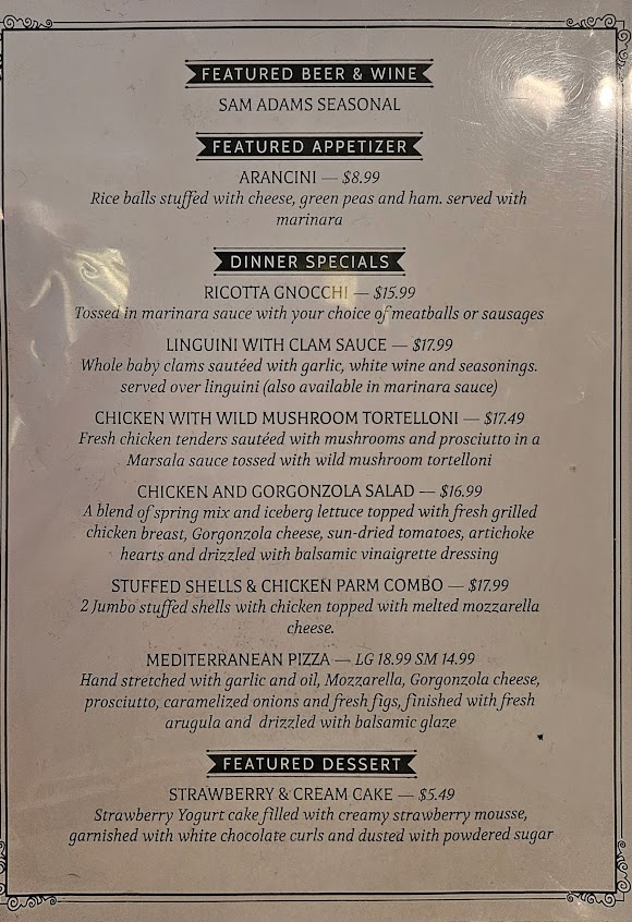 Menu Mangia Mangia Italian Kitchen - 0