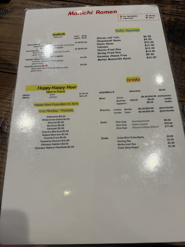 Menu Manichi Ramen Kona St - 3