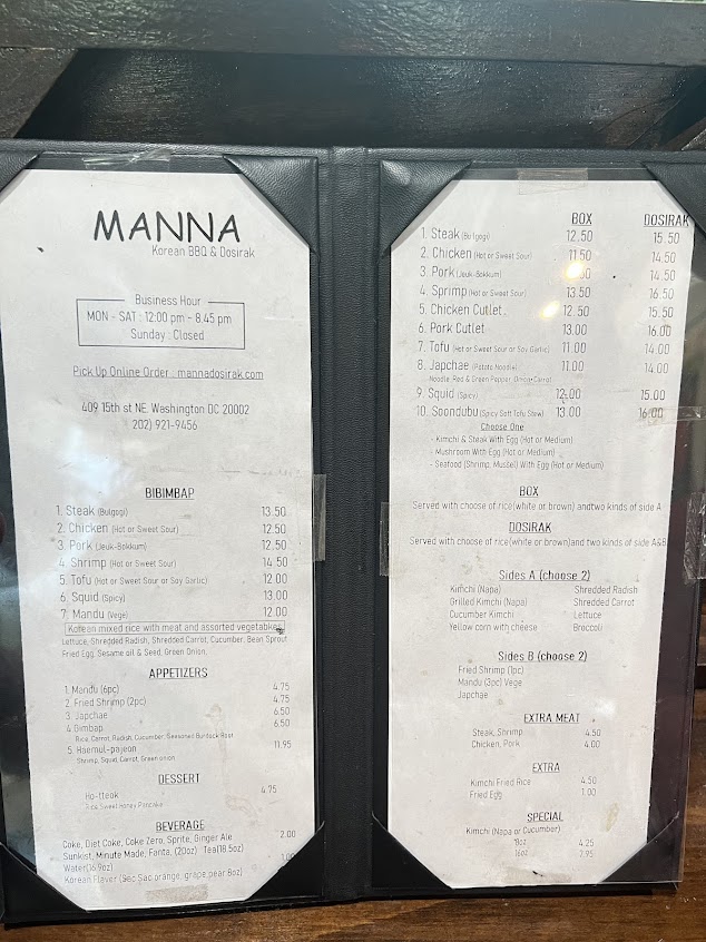 Menu Manna Korean Bbq And Dosirak - 1