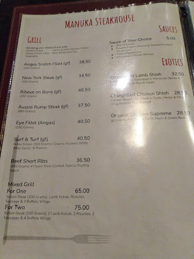 Menu Manuka Steakhouse Act - 0