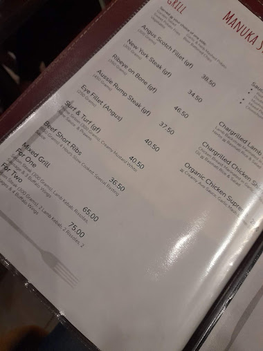 Menu Manuka Steakhouse Act - 2