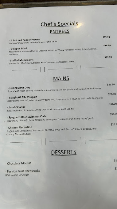 Menu Maranello's - 2