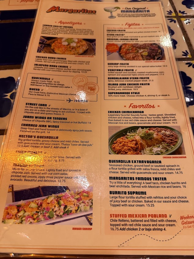 Menu Margaritas Mexican Restaurant Dover - 5