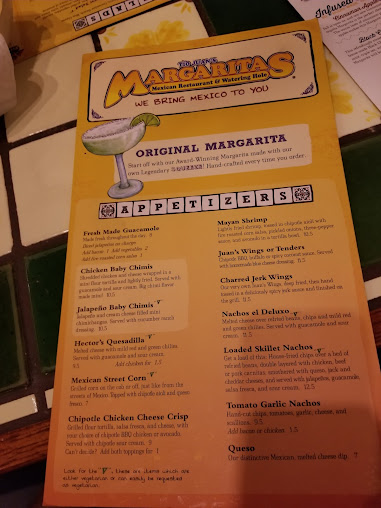 Menu Margaritas Mexican Restaurant Dover - 6