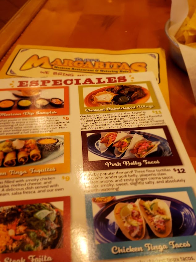 Menu Margaritas Mexican Restaurant Dover - 9