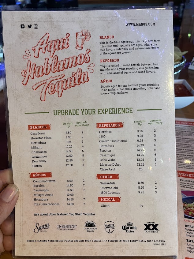 Menu Margaritas Mexican Restaurant Northborough - 2