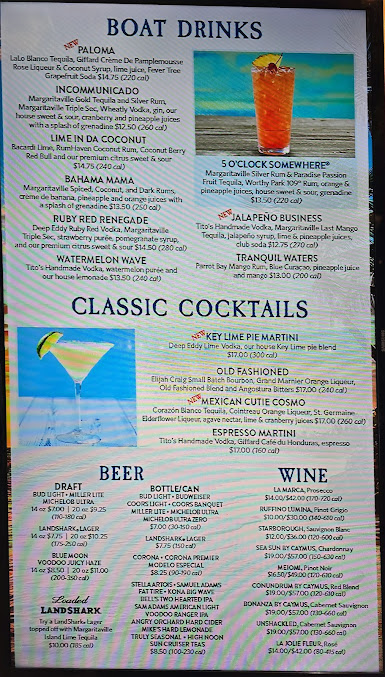 Menu Margaritaville - Atlantic City - 4