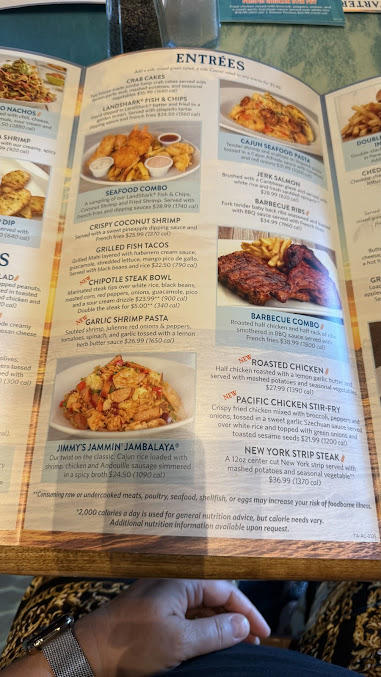 Menu Margaritaville - Atlantic City - 5