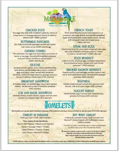 Menu Margaritaville - Times Square - 6