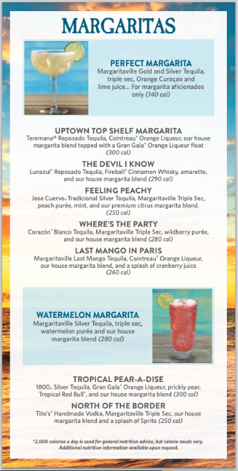 Menu Margaritaville - Times Square - 8