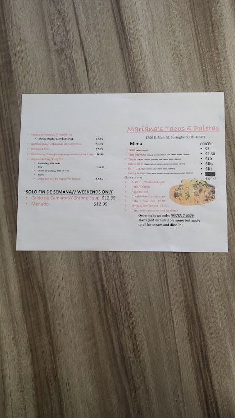 Menu Marianas Tacos Y Paletas - 6