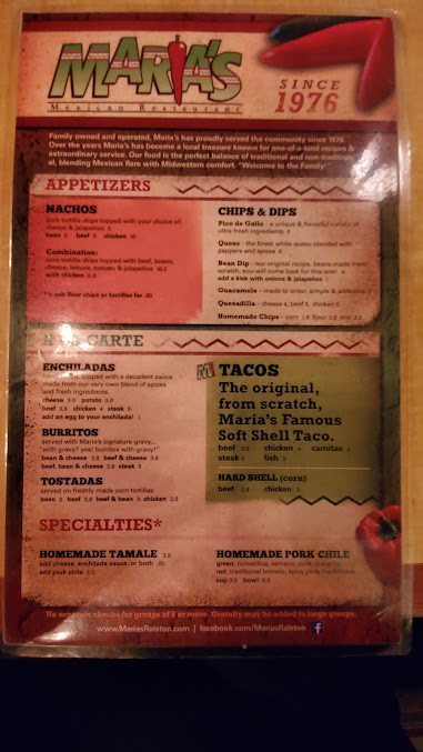 Menu Maria's Mexican Restaurant - 2