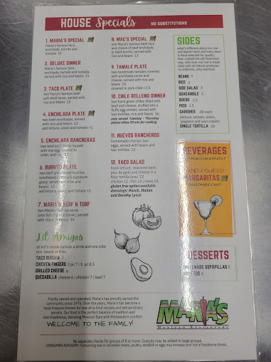 Menu Maria's Mexican Restaurant - 3
