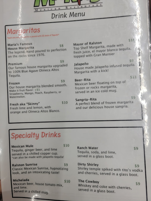 Menu Maria's Mexican Restaurant - 6