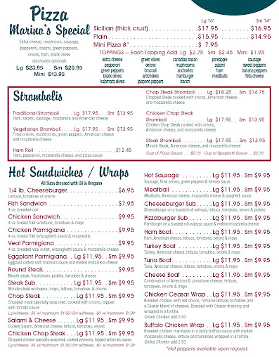 Menu Marinos Pizza Pasta House - 0