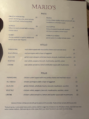 Menu Mario’s Restaurant - 0