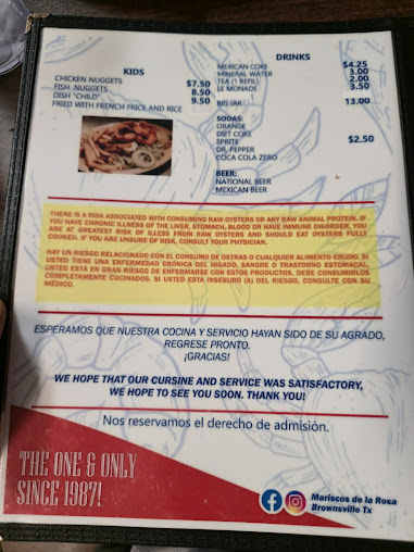 Menu Mariscos De La Rosa - 3
