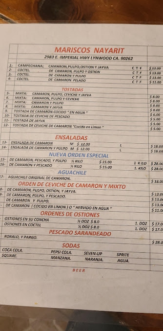 Menu Mariscos Nayarit - 1
