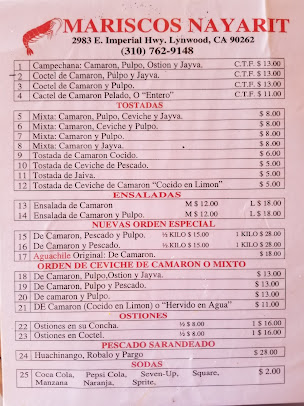 Menu Mariscos Nayarit - 2