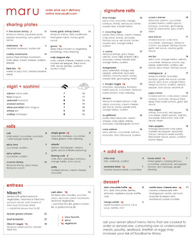Menu Maru Sushi Grill Grand Rapids - 2